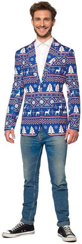 Colbert Suitmeister Christmas Blue Nordic voor heren