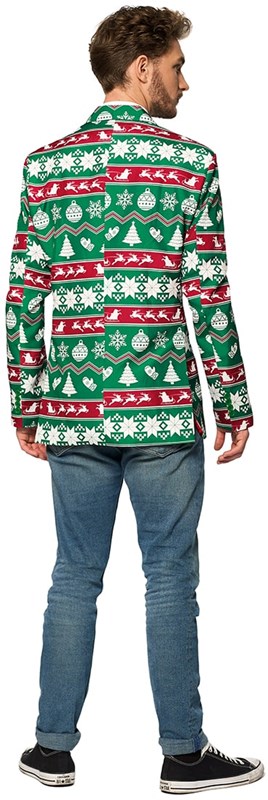 Colbert Suitmeister Christmas Green Nordic voor heren (achterkant)