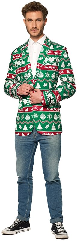 Colbert Suitmeister Christmas Green Nordic voor heren