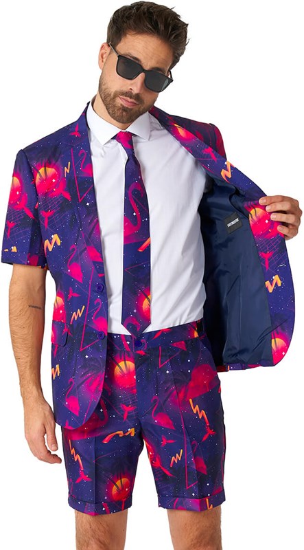 Herenkostuum Summer Suitmeister Retro Neon Navy (binnenkant colbert)
