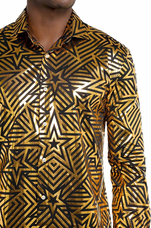 Overhemd OppoSuits Golden Geo Star (detail)