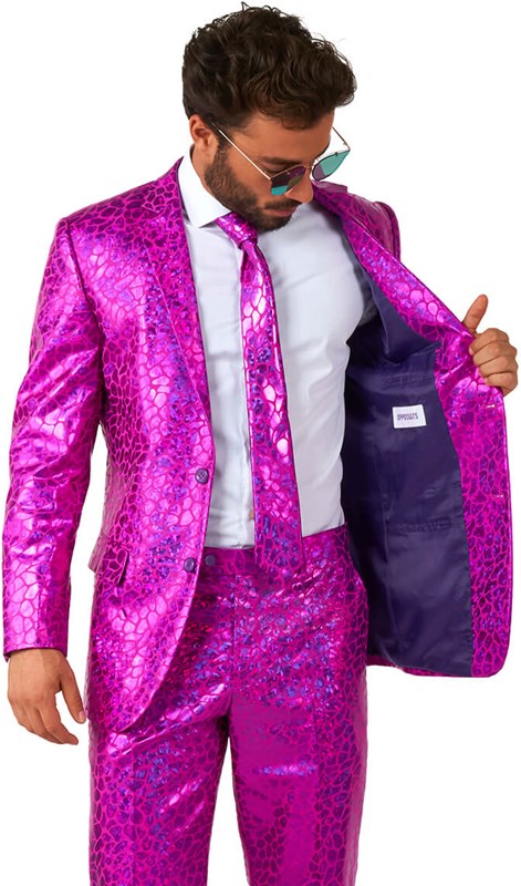 Herenkostuum OppoSuits Peppy Pink (binnenkant colbert)
