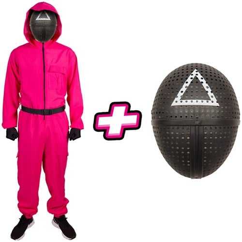 Pakket Squid Game - Dames Kostuum en Masker Driehoek
