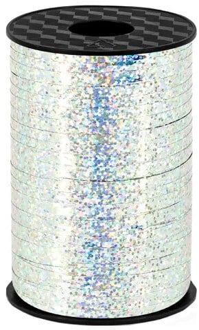 Cadeaulint Holografisch Zilver 5mm Breed (225m)