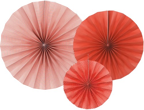 Decoratie Waaiers Rood (3st)