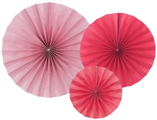 Decoratie Waaiers Licht Rood (3st)
