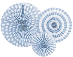 Decoratie Waaiers Blauw/Wit (3st)