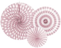 Decoratie Waaiers Roze/Wit (3st)