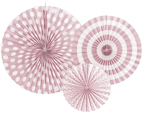 Decoratie Waaiers Roze/Wit (3st)