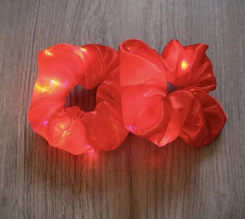 Scrunchie Rood met LED-Lichtjes