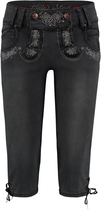 Tiroler Dames Trachten 3/4 Jeans Zwart-Grijs