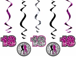 Hangdeco Swirl 18 Jaar Holografisch Pink (5st)