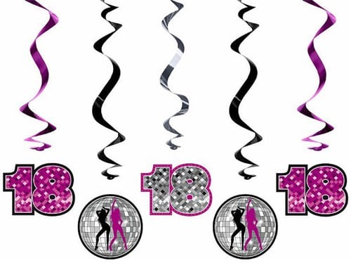 Hangdeco Swirl 18 Jaar Holografisch Pink (5st)