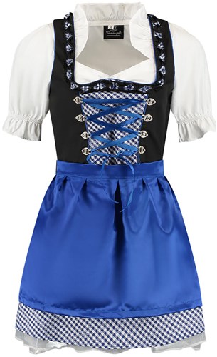 Sexy Trachten Dirndl Zwart/Blauw 3dlg (100% katoen)