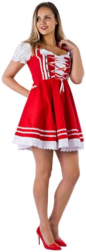 Tiroler Dirndl Rood-Wit 50cm 2dlg. (100% Katoen)