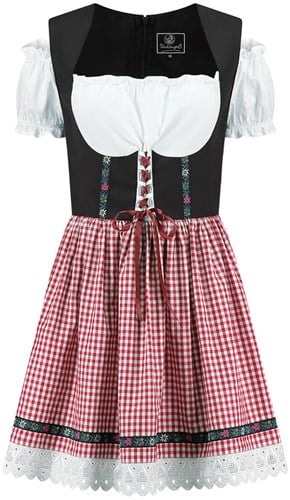 Jurkje Sexy Dirndl Zwart-Rood Geblokt
