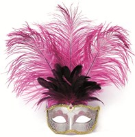 Venetiaans Masker Grote Veer Roze (product)