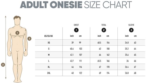 Volwassen Onesie Maattabel (Opposuits)