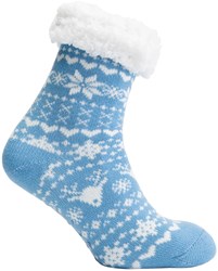 Huissokken Sneeuwvlok Lichtblauw/Wit