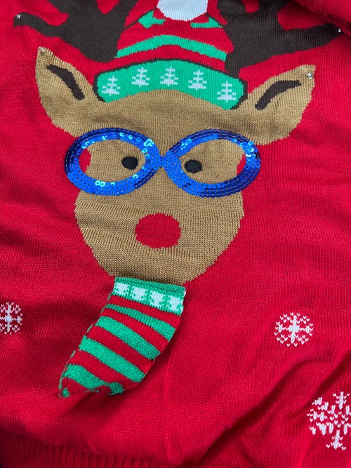 Kersttrui Rudolph Stropdas met LED-verlichting (detail stropdas)