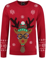 Kersttrui Rudolph Stropdas met LED-verlichting (trui voorkant)