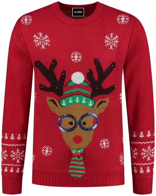 Kersttrui Rudolph Stropdas met LED-verlichting (trui voorkant)