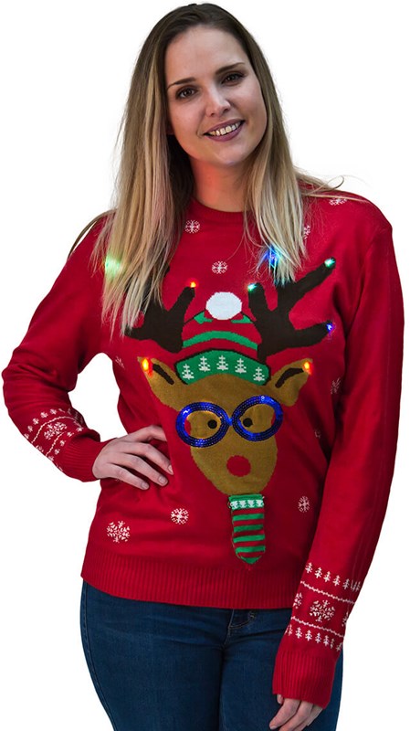 Kersttrui Rudolph Stropdas met LED-verlichting