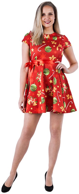 Kerst Jurkje Christmas Bells Rood